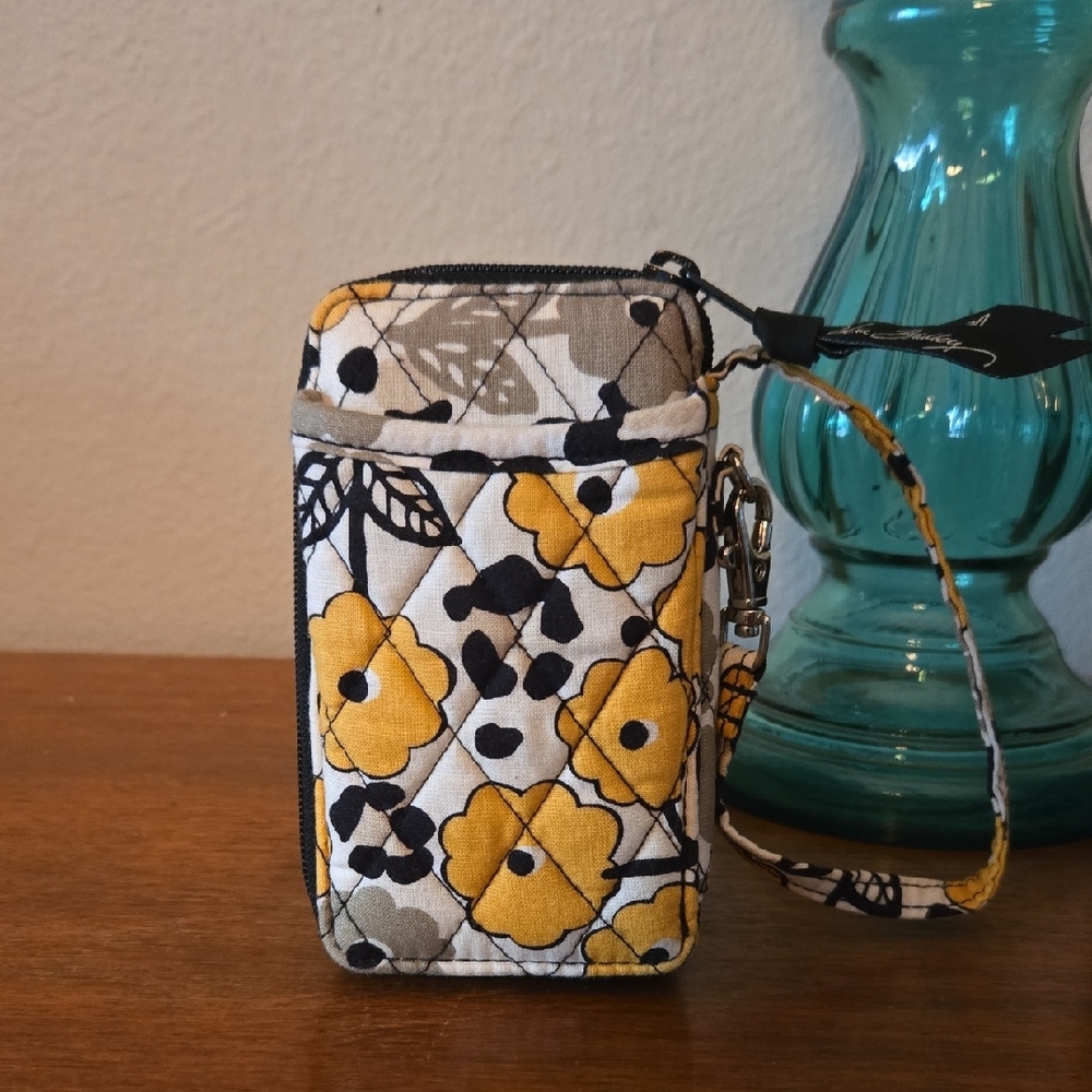 Vera Bradley Yellow and Black Floral Quilted Pouch